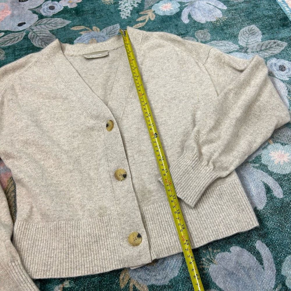 Everlane Womens Cropped Cashmere Cardigan Sweater Oatmeal Gray Canvas Heather S - Picture 14 of 15
